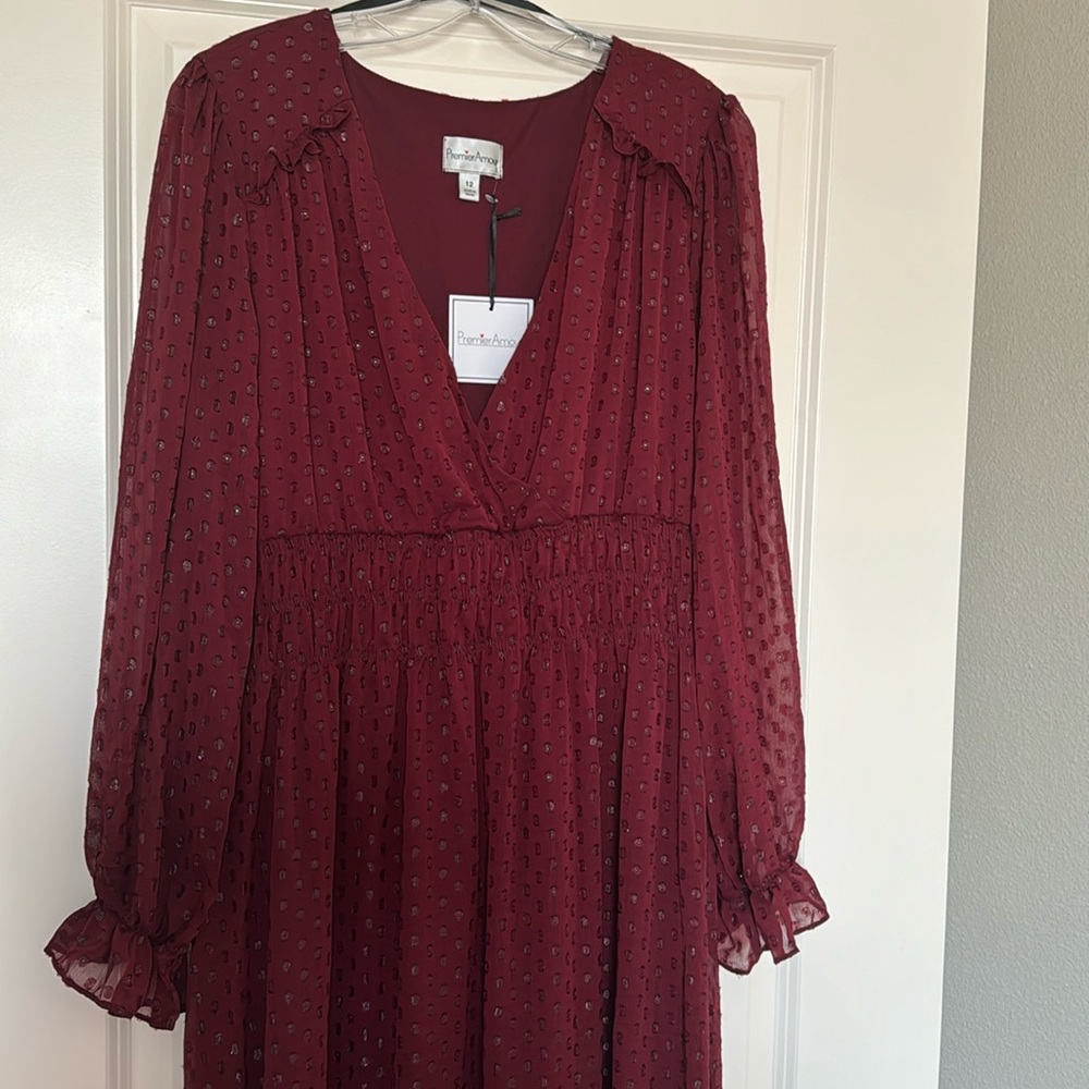 Burgundy Full Length Dress, Size 12